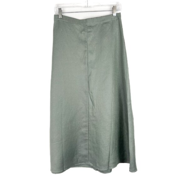 NWT Chaser Linen Button Down A Line Midi Skirt Sage Green Size Small S NEW - Picture 8 of 10